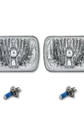 Octane Lighting 7X6 Crystal Clear Glass Lens Metal Headlight H4 Halogen Light Bulb Headlamp Pair                                     - OL-134 - Image 2