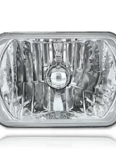 Octane Lighting 7X6 Crystal Clear Glass Lens Metal Headlight H4 Halogen Light Bulb Headlamp Pair                                     - OL-134 - Image 3