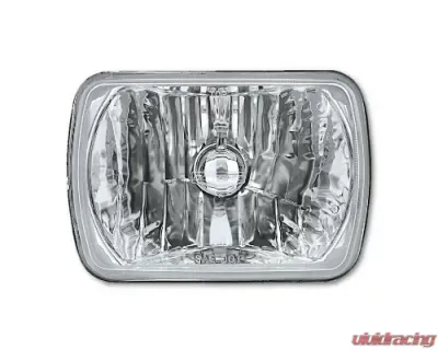 Octane Lighting 7X6 Crystal Clear Glass Lens Metal Headlight H4 Halogen Light Bulb Headlamp Pair - OL-134