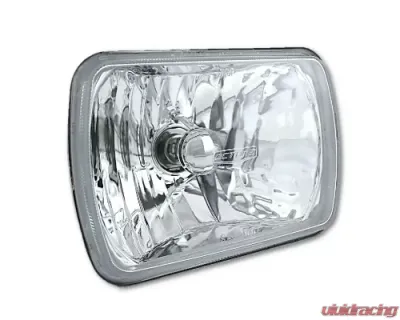Octane Lighting 7X6 Crystal Clear Glass Lens Metal Headlight H4 Halogen Light Bulb Headlamp Pair - OL-134
