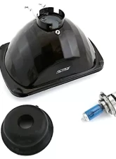 Octane Lighting 7X6 Crystal Clear Glass Lens Metal Headlight H4 Halogen Light Bulb Headlamp Pair                                     - OL-134 - Image 8