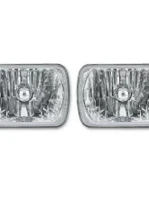 Octane Lighting 7X6 Crystal Clear Glass Lens Metal Headlight H4 Halogen Light Bulb Headlamp Pair                                     - OL-134 - Image 11