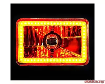Octane Lighting 4X6 Inch Amber SMD LED Halo Crystal Glass/Metal Headlight Light Bulb Headlamp Pair - OL-136-A