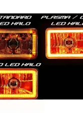 Octane Lighting 4X6 Inch Amber SMD LED Halo Crystal Glass/Metal Headlight Light Bulb Headlamp Pair                                     - OL-136-A - Image 4