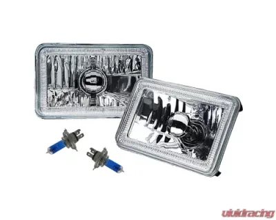 Octane Lighting 4X6 Inch Amber SMD LED Halo Crystal Glass/Metal Headlight Light Bulb Headlamp Pair - OL-136-A