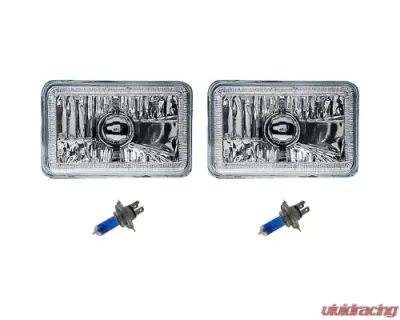 Octane Lighting 4X6 Inch Amber SMD LED Halo Crystal Glass/Metal Headlight Light Bulb Headlamp Pair - OL-136-A