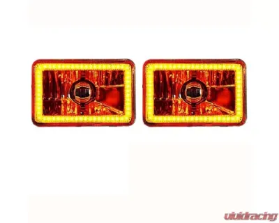 Octane Lighting 4X6 Inch Amber SMD LED Halo Crystal Glass/Metal Headlight Light Bulb Headlamp Pair - OL-136-A