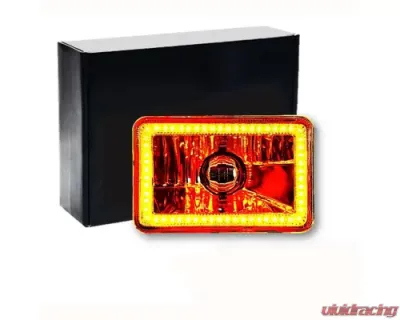 Octane Lighting 4X6 Inch Amber SMD LED Halo Crystal Glass/Metal Headlight Light Bulb Headlamp Pair - OL-136-A