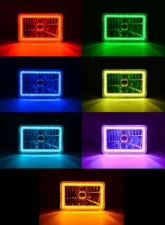 Octane Lighting 4x6 Inch Bluetooth RGB SMD LED Color Chasing Halo Shift Angel H4 Bulb Headlight Pair                                     - OL-136-COL - Image 3