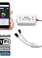 Octane Lighting 4x6 Inch Bluetooth RGB SMD LED Color Chasing Halo Shift Angel H4 Bulb Headlight Pair                                     - OL-136-COL - Image 12