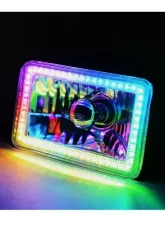 Octane Lighting 4x6 Inch Bluetooth RGB SMD LED Color Chasing Halo Shift Angel H4 Bulb Headlight Pair                                     - OL-136-COL - Image 4