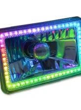 Octane Lighting 4x6 Inch Bluetooth RGB SMD LED Color Chasing Halo Shift Angel H4 Bulb Headlight Pair                                     - OL-136-COL - Image 6