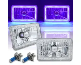 Octane Lighting 4X6 Purple SMD LED Halo Angel Eye Headlight Headlamp Halogen Light Bulbs Pair