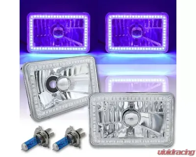 Octane Lighting 4X6 Purple SMD LED Halo Angel Eye Headlight Headlamp Halogen Light Bulbs Pair - OL-136-PU