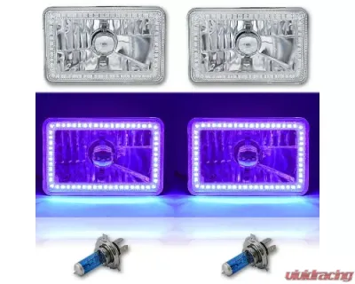 Octane Lighting 4X6 Purple SMD LED Halo Angel Eye Headlight Headlamp Halogen Light Bulbs Pair - OL-136-PU