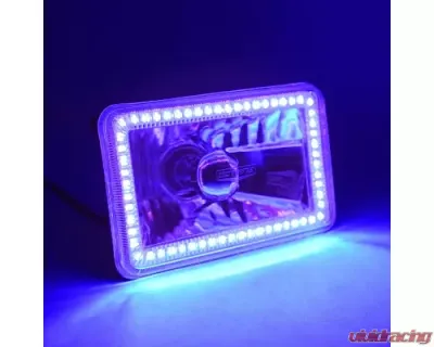 Octane Lighting 4X6 Purple SMD LED Halo Angel Eye Headlight Headlamp Halogen Light Bulbs Pair - OL-136-PU