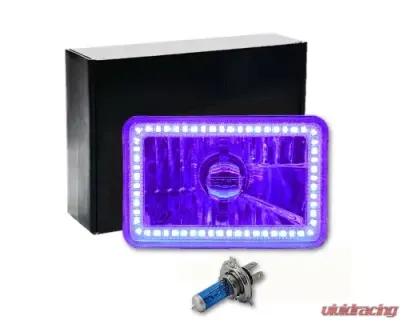 Octane Lighting 4X6 Purple SMD LED Halo Angel Eye Headlight Headlamp Halogen Light Bulbs Pair - OL-136-PU