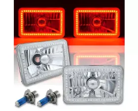 Octane Lighting 4X6 Red SMD LED Halo Angel Eye Headlight Headlamp 60W Halogen Light Bulbs Pair