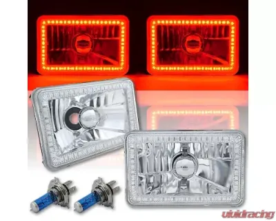 Octane Lighting 4X6 Red SMD LED Halo Angel Eye Headlight Headlamp 60W Halogen Light Bulbs Pair - OL-136-R