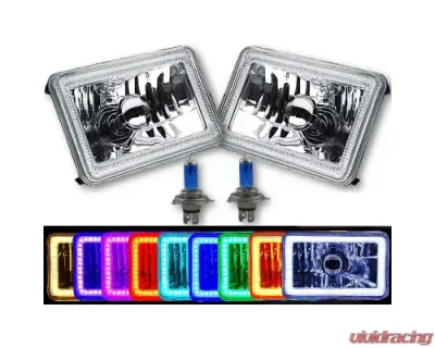 Octane Lighting 4X6 Inch Color Change RGB SMD LED Halo Angel Eye Headlight Halogen Light Bulbs Pair - OL-136-RGB