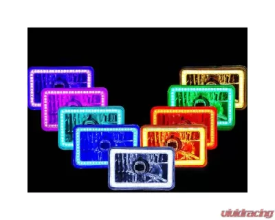 Octane Lighting 4X6 Inch Color Change RGB SMD LED Halo Angel Eye Headlight Halogen Light Bulbs Pair - OL-136-RGB