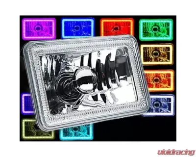 Octane Lighting 4X6 Inch Color Change RGB SMD LED Halo Angel Eye Headlight Halogen Light Bulbs Pair - OL-136-RGB