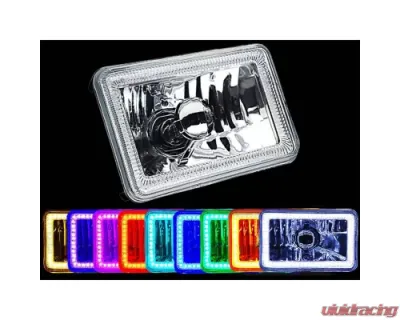 Octane Lighting 4X6 Inch Color Change RGB SMD LED Halo Angel Eye Headlight Halogen Light Bulbs Pair - OL-136-RGB