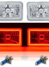 Octane Lighting 4X6 Red SMD LED Halo Angel Eye Headlight Headlamp 60W Halogen Light Bulbs Pair                                     - OL-136-R - Image 2