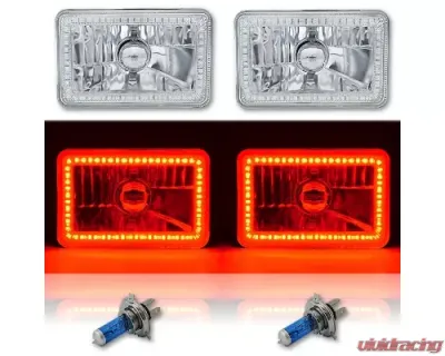 Octane Lighting 4X6 Red SMD LED Halo Angel Eye Headlight Headlamp 60W Halogen Light Bulbs Pair - OL-136-R