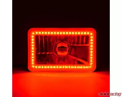 Octane Lighting 4X6 Red SMD LED Halo Angel Eye Headlight Headlamp 60W Halogen Light Bulbs Pair - OL-136-R