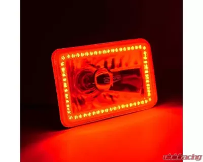 Octane Lighting 4X6 Red SMD LED Halo Angel Eye Headlight Headlamp 60W Halogen Light Bulbs Pair - OL-136-R