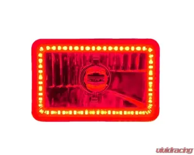 Octane Lighting 4X6 Red SMD LED Halo Angel Eye Headlight Headlamp 60W Halogen Light Bulbs Pair - OL-136-R