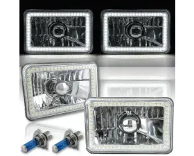 Octane Lighting 4X6 White SMD LED Halo Angel Eye Headlight Headlamp 60W Halogen Light Bulbs Pair