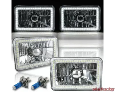 Octane Lighting 4X6 White SMD LED Halo Angel Eye Headlight Headlamp 60W Halogen Light Bulbs Pair - OL-136-W