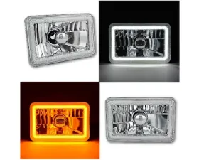 Octane Lighting 4x6 Inch Switchback White/Amber LED Halo DRL Turn Signal Headlight Lamp Bulb Pair