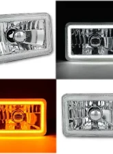 Octane Lighting 4x6 Inch Switchback White/Amber LED Halo DRL Turn Signal Headlight Lamp Bulb Pair                                     - OL-136-WA - Image 12