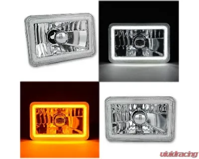 Octane Lighting 4x6 Inch Switchback White/Amber LED Halo DRL Turn Signal Headlight Lamp Bulb Pair - OL-136-WA