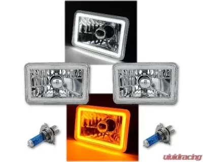 Octane Lighting 4x6 Inch Switchback White/Amber LED Halo DRL Turn Signal Headlight Lamp Bulb Pair - OL-136-WA