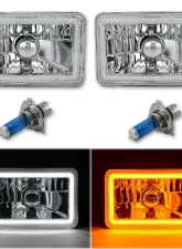 Octane Lighting 4x6 Inch Switchback White/Amber LED Halo DRL Turn Signal Headlight Lamp Bulb Pair                                     - OL-136-WA - Image 3