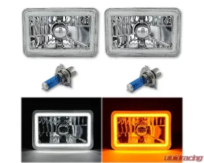 Octane Lighting 4x6 Inch Switchback White/Amber LED Halo DRL Turn Signal Headlight Lamp Bulb Pair - OL-136-WA