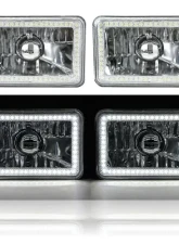 Octane Lighting 4X6 White SMD LED Halo Angel Eye Headlight Headlamp 60W Halogen Light Bulbs Pair                                     - OL-136-W - Image 2