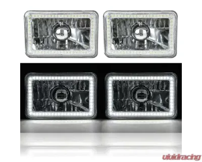 Octane Lighting 4X6 White SMD LED Halo Angel Eye Headlight Headlamp 60W Halogen Light Bulbs Pair - OL-136-W