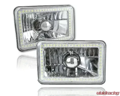 Octane Lighting 4X6 White SMD LED Halo Angel Eye Headlight Headlamp 60W Halogen Light Bulbs Pair - OL-136-W