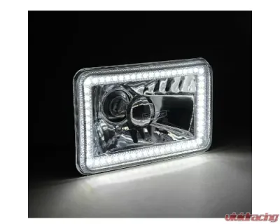 Octane Lighting 4X6 White SMD LED Halo Angel Eye Headlight Headlamp 60W Halogen Light Bulbs Pair - OL-136-W