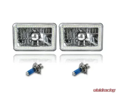 Octane Lighting 4X6 White SMD LED Halo Angel Eye Headlight Headlamp 60W Halogen Light Bulbs Pair - OL-136-W