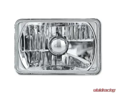 Octane Lighting 4X6 Diamond Crystal Clear Glass Lens Metal Headlight H4 Light Bulb Headlamp Pair - OL-136