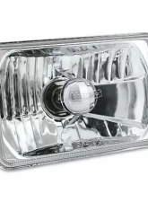 Octane Lighting 4X6 Diamond Crystal Clear Glass Lens Metal Headlight H4 Light Bulb Headlamp Pair                                     - OL-136 - Image 3