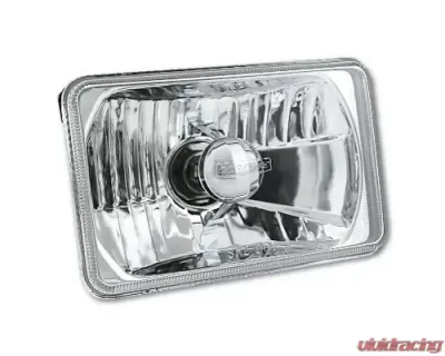 Octane Lighting 4X6 Diamond Crystal Clear Glass Lens Metal Headlight H4 Light Bulb Headlamp Pair - OL-136