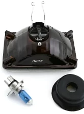 Octane Lighting 4X6 Diamond Crystal Clear Glass Lens Metal Headlight H4 Light Bulb Headlamp Pair                                     - OL-136 - Image 4