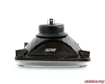 Octane Lighting 4X6 Diamond Crystal Clear Glass Lens Metal Headlight H4 Light Bulb Headlamp Pair - OL-136